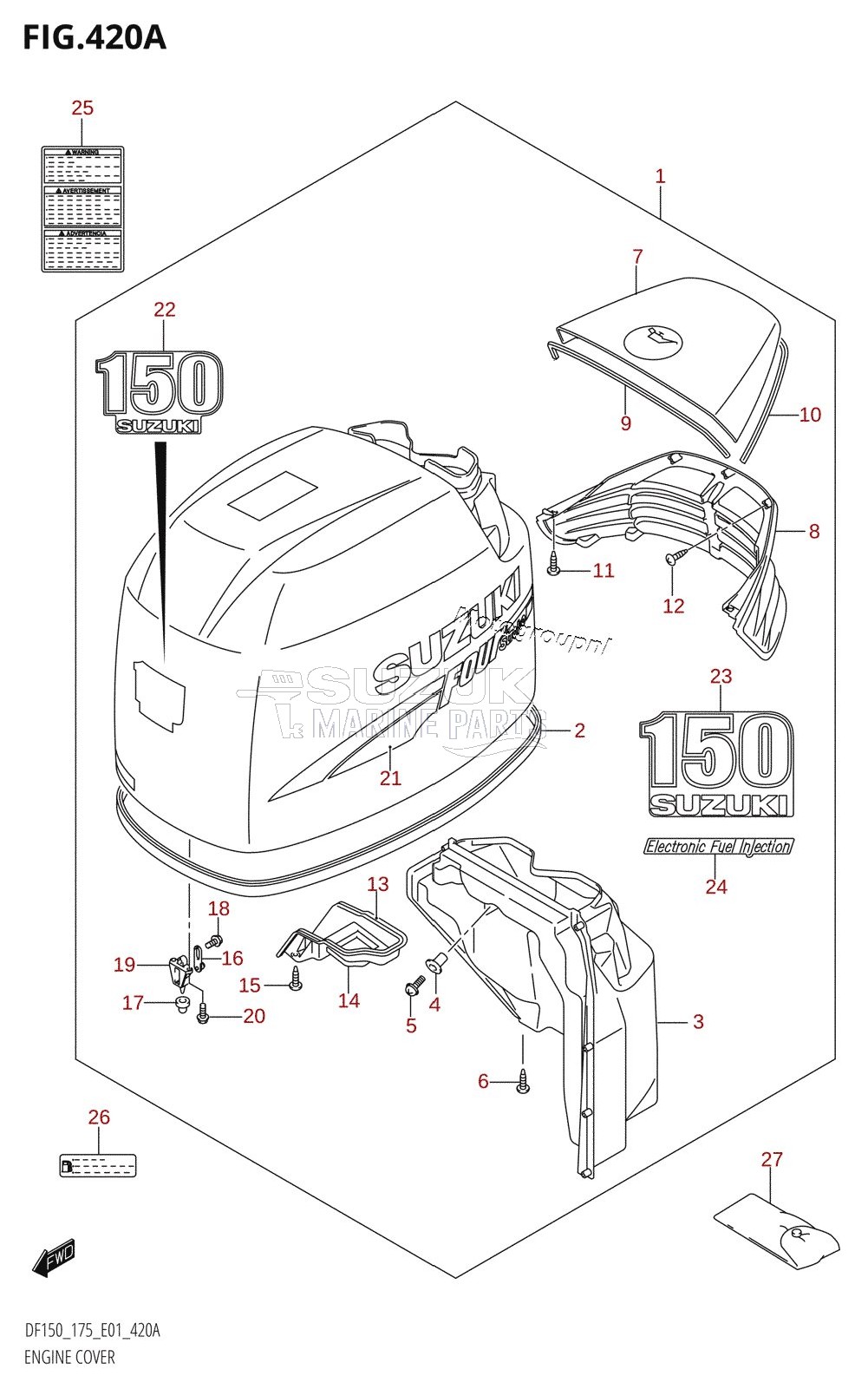 ENGINE COVER ((DF150T,DF150Z):(K6,K7,K8,K9),DF150WT:(K7,K8,K9))