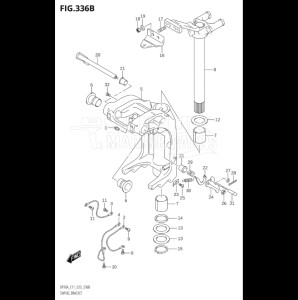 07003F-040001 (2020) 70hp E01 E03 E11 E40-Gen. Export1 and 2 USA (DF70A  DF70AT  DF70AT    DF70ATH  DF70ATH   DF70ATH    DF70ATK10) DF70A drawing SWIVEL BRACKET (SEE NOTE)