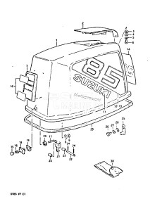 DT85 From 8501-512598 ()  1985 drawing ENGINE COVER (MODEL QD /​ VE)