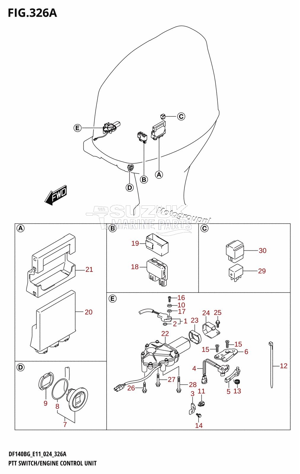 PTT SWITCH /​ ENGINE CONTROL UNIT (DF115BG,DF115BZG)