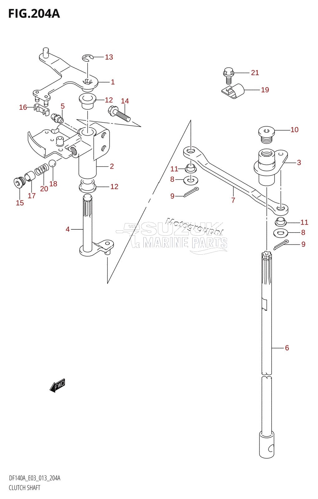 CLUTCH SHAFT (DF140AT:E03)