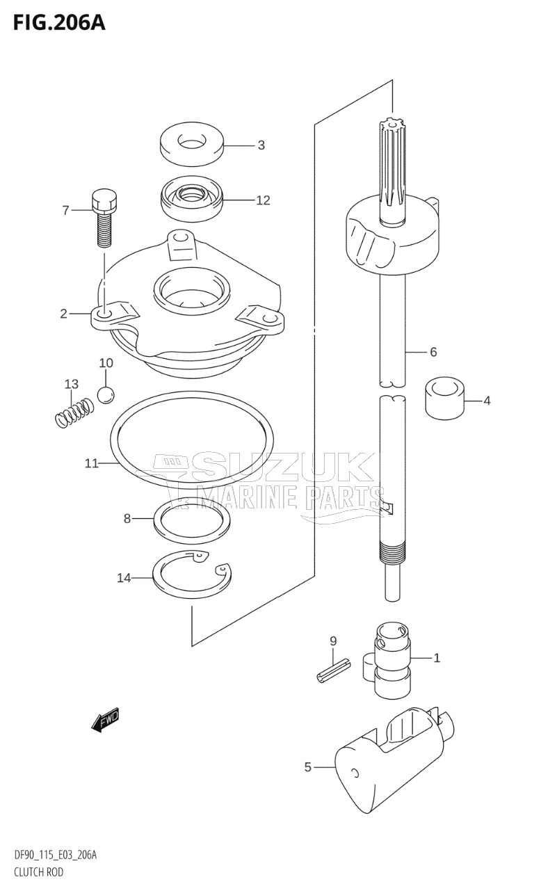 CLUTCH ROD ((DF90T,DF115T):(K1,K2,K3,K4,K5,K6))