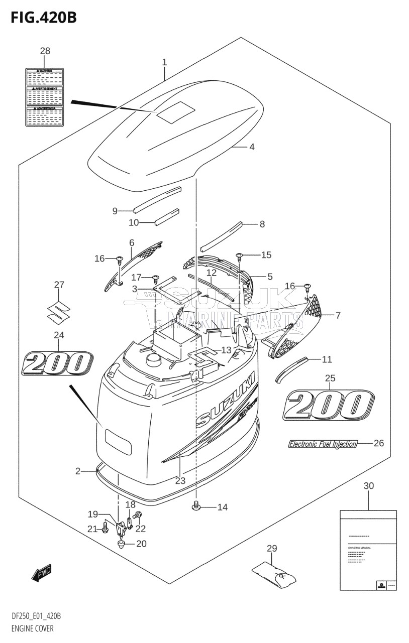 ENGINE COVER ((DF200T,DF200Z,DF200WT,DF200WZ):(K10,011))