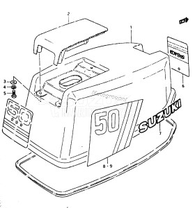 DT50M From 5002-200001 ()  1989 drawing ENGINE COVER (DT50M)