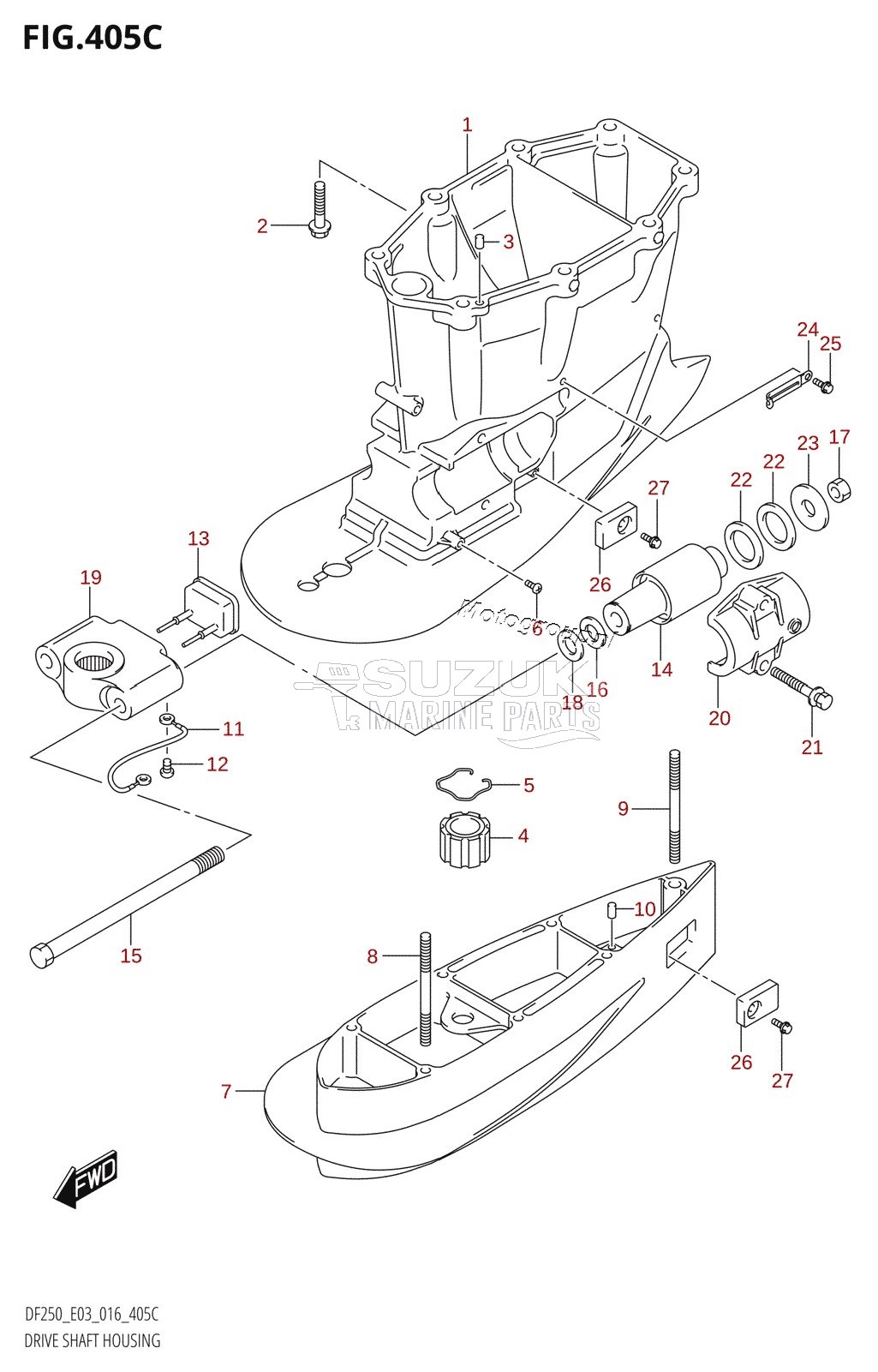 DRIVE SHAFT HOUSING (DF225T:E03:(X-TRANSOM,XX-TRANSOM))