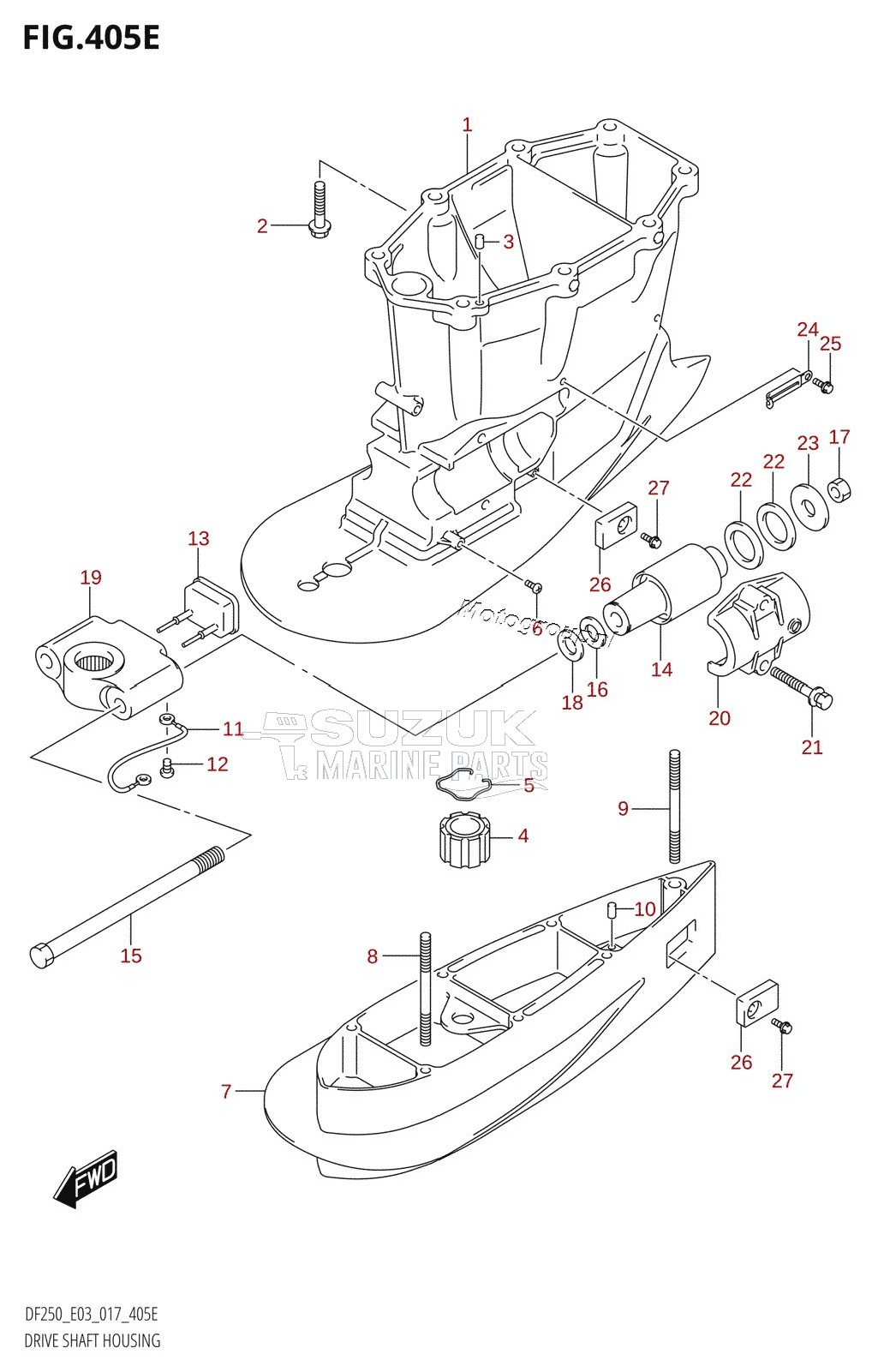 DRIVE SHAFT HOUSING (DF250T:E03:(X-TRANSOM,XX-TRANSOM))