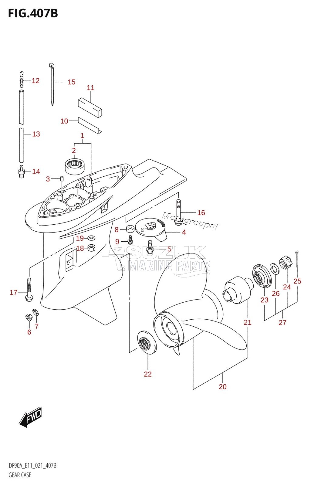 GEAR CASE ((DF70A,DF70ATH,DF80A:E01,DF90A,DF90ATH,DF100B):021)