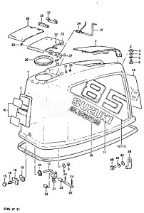 DT85 From 8501-410444 till 412597 ()  1984 drawing ENGINE COVER (MODEL QD /​ VE)