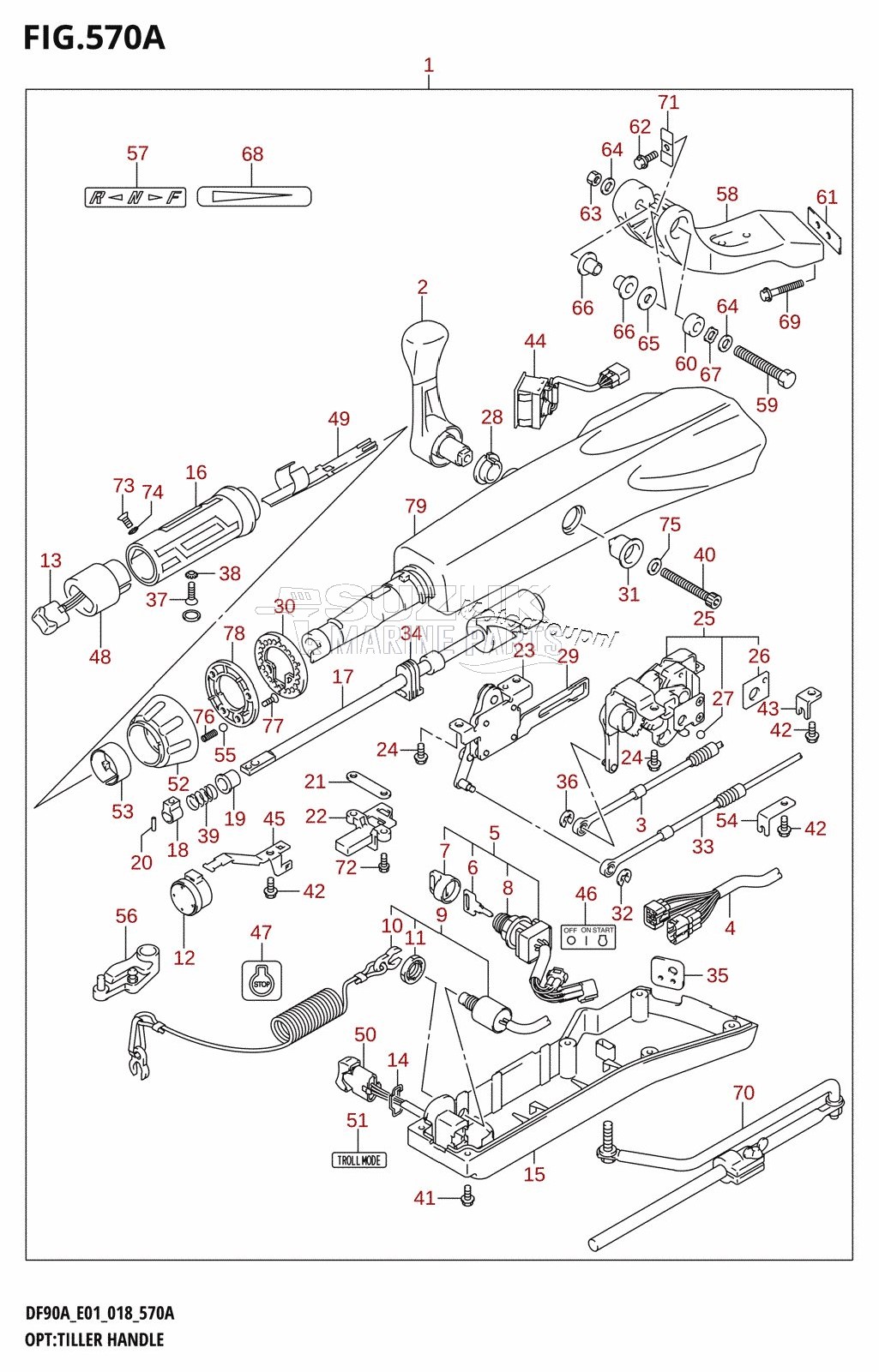 OPT:TILLER HANDLE (DF70A,DF80A,DF90A,DF100B)