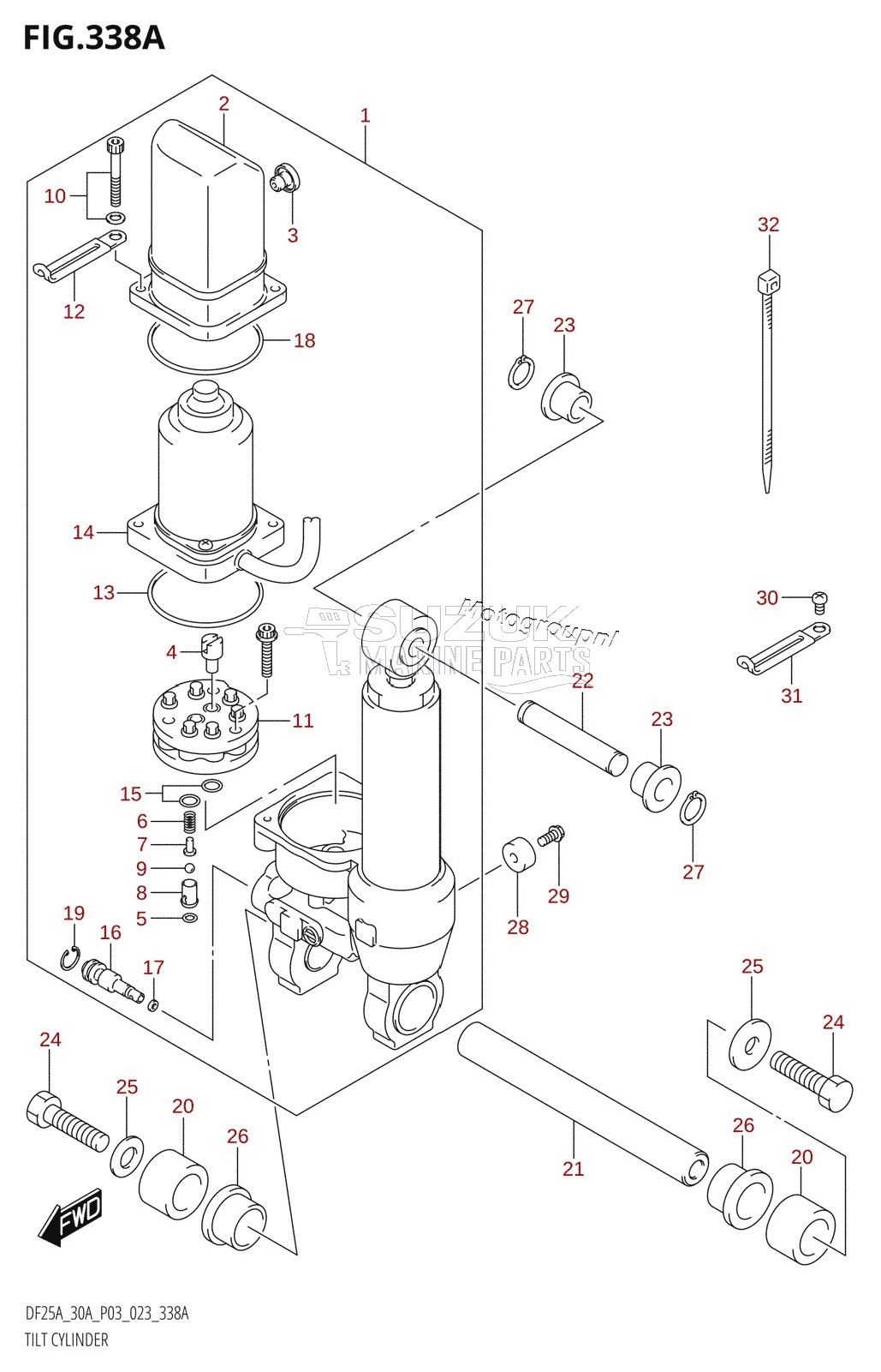 TILT CYLINDER (DF25AT,DF25ATH,DF30AT,DF30ATH)