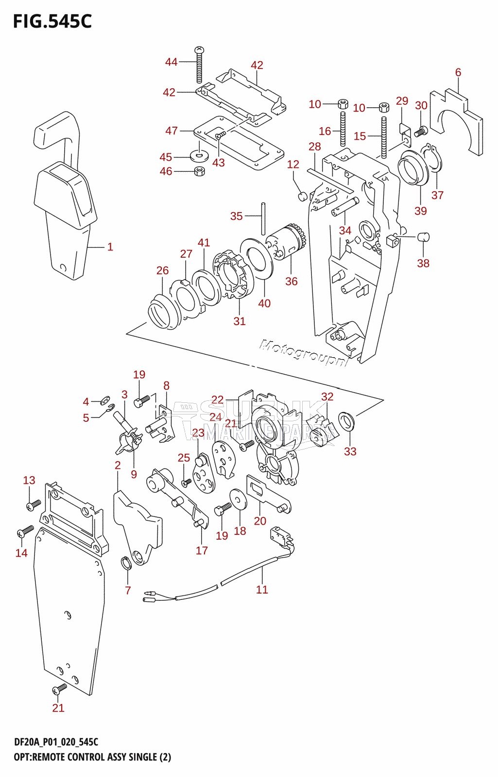 OPT:REMOTE CONTROL ASSY SINGLE (2) (DF20AR,DF20AT)