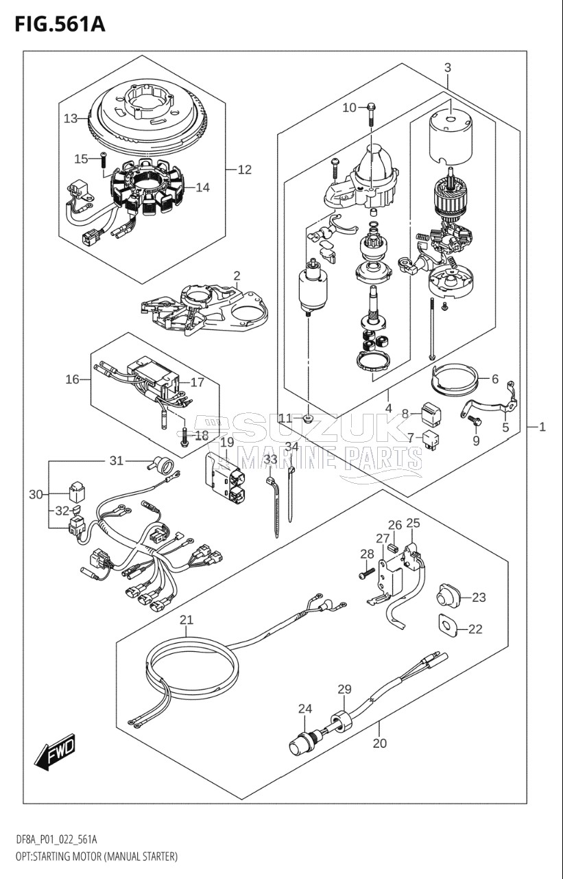 OPT:STARTING MOTOR (MANUAL STARTER) (SEE NOTE 1)