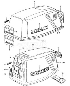 DT20 From 2001-001001 ()  1986 drawing ENGINE COVER