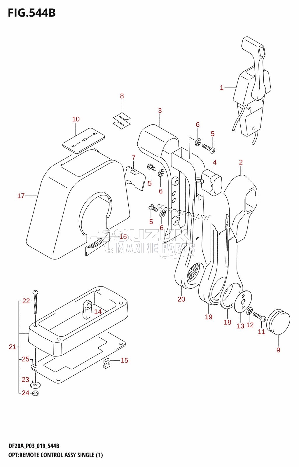 OPT:REMOTE CONTROL ASSY SINGLE (1) (DF20A,DF20AT)