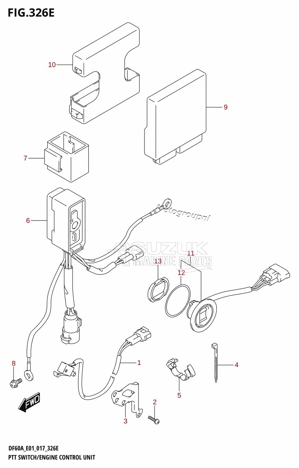 PTT SWITCH /​ ENGINE CONTROL UNIT (DF50A:E01)