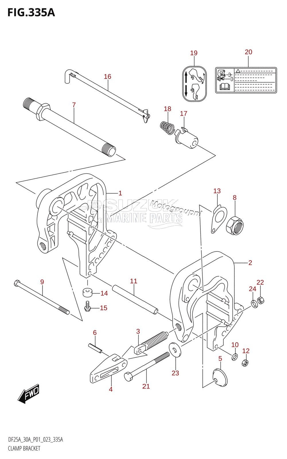 CLAMP BRACKET (DF25A,DF25AR,DF30AR)