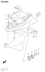 DF100A From 10003F-810001 (E11)  2018 drawing GEAR CASE (DF115AZ:E40,DF140AZ:E40)