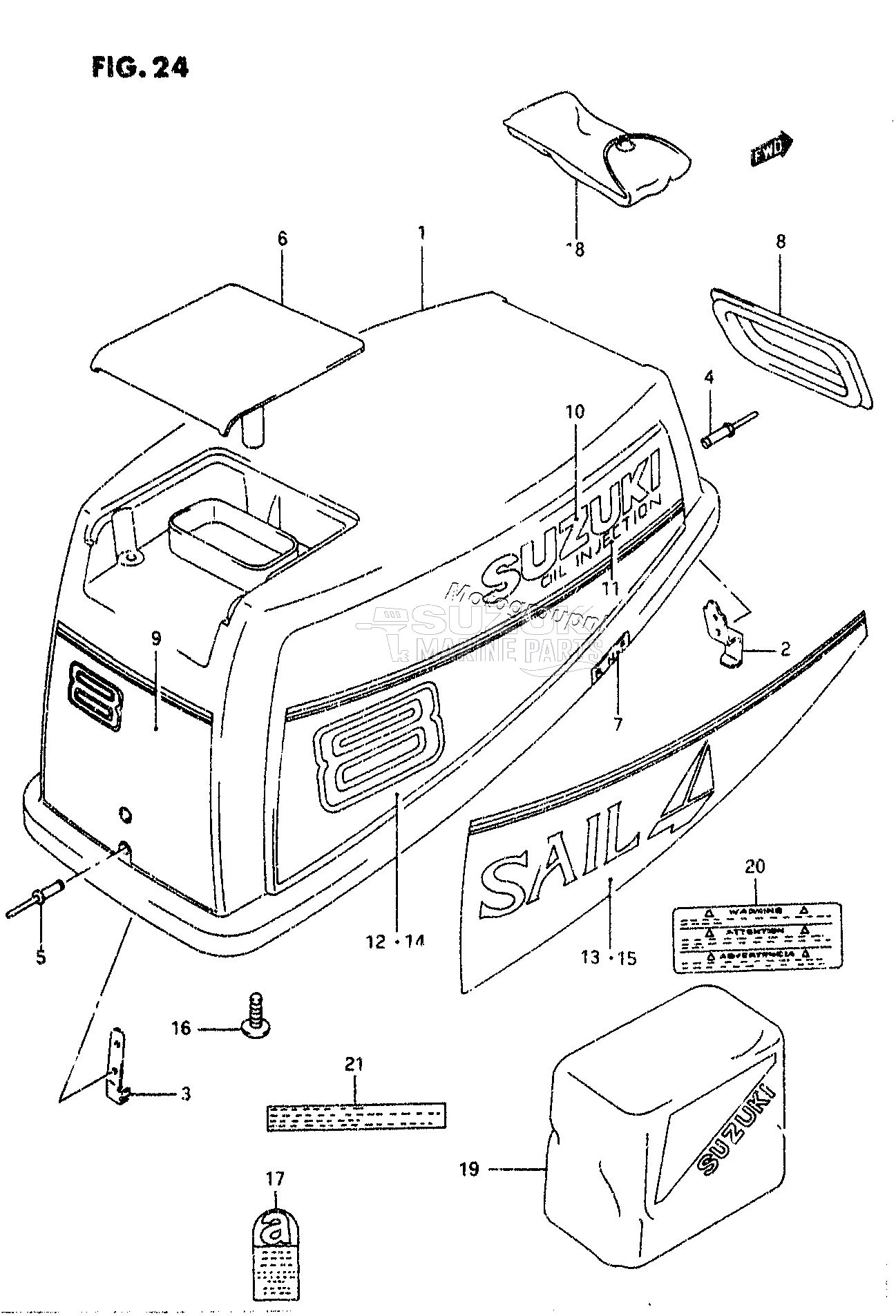 ENGINE COVER (DT8C /​ MODEL:89~93)