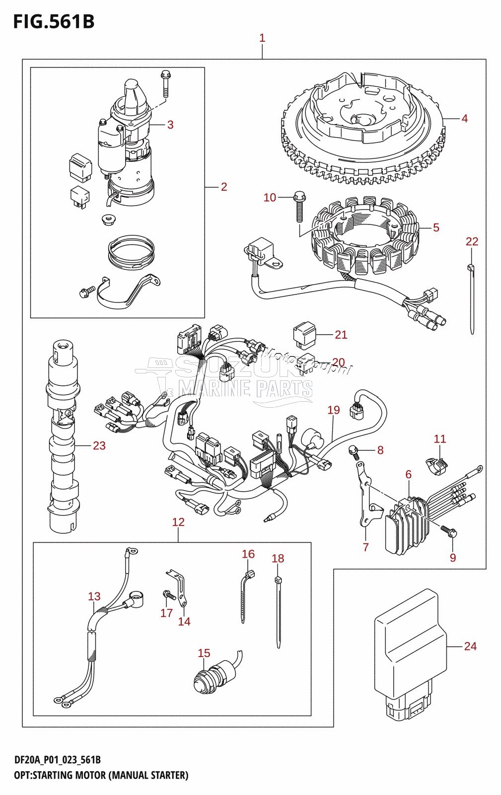 OPT:STARTING MOTOR (MANUAL STARTER) (DF15A:M-STARTER)