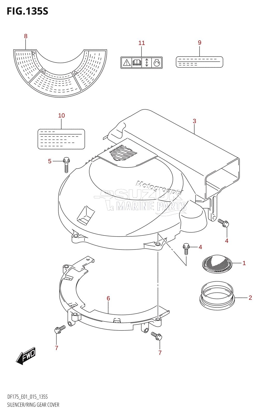 SILENCER /​ RING GEAR COVER (DF175ZG:E40)