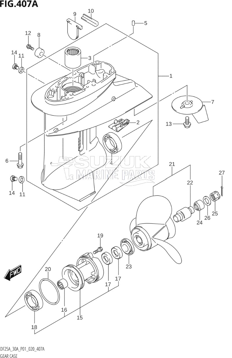 GEAR CASE (DF25A,DF30AR)