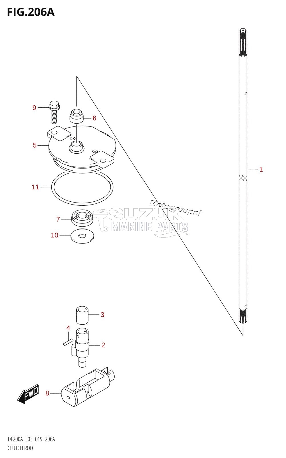 CLUTCH ROD (DF200AT,DF200AST,DF175AT,DF150AT)