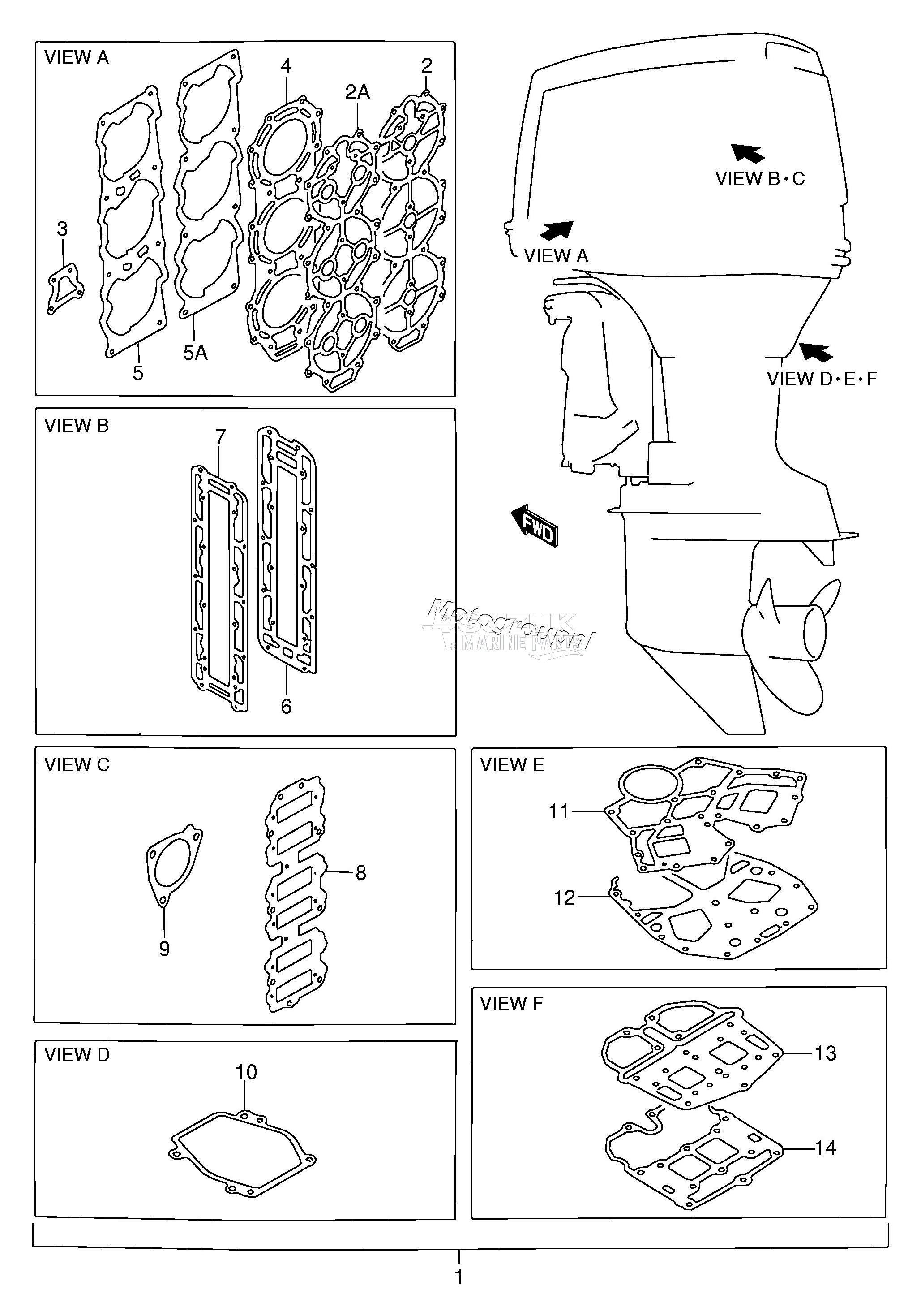 OPTIONAL : GASKET SET (DT200EPI /​ 225 /​ 150EPI)