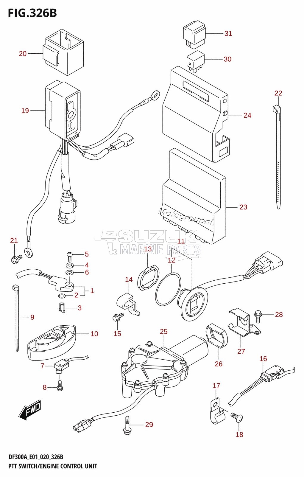 PTT SWITCH /​ ENGINE CONTROL UNIT (DF250A)