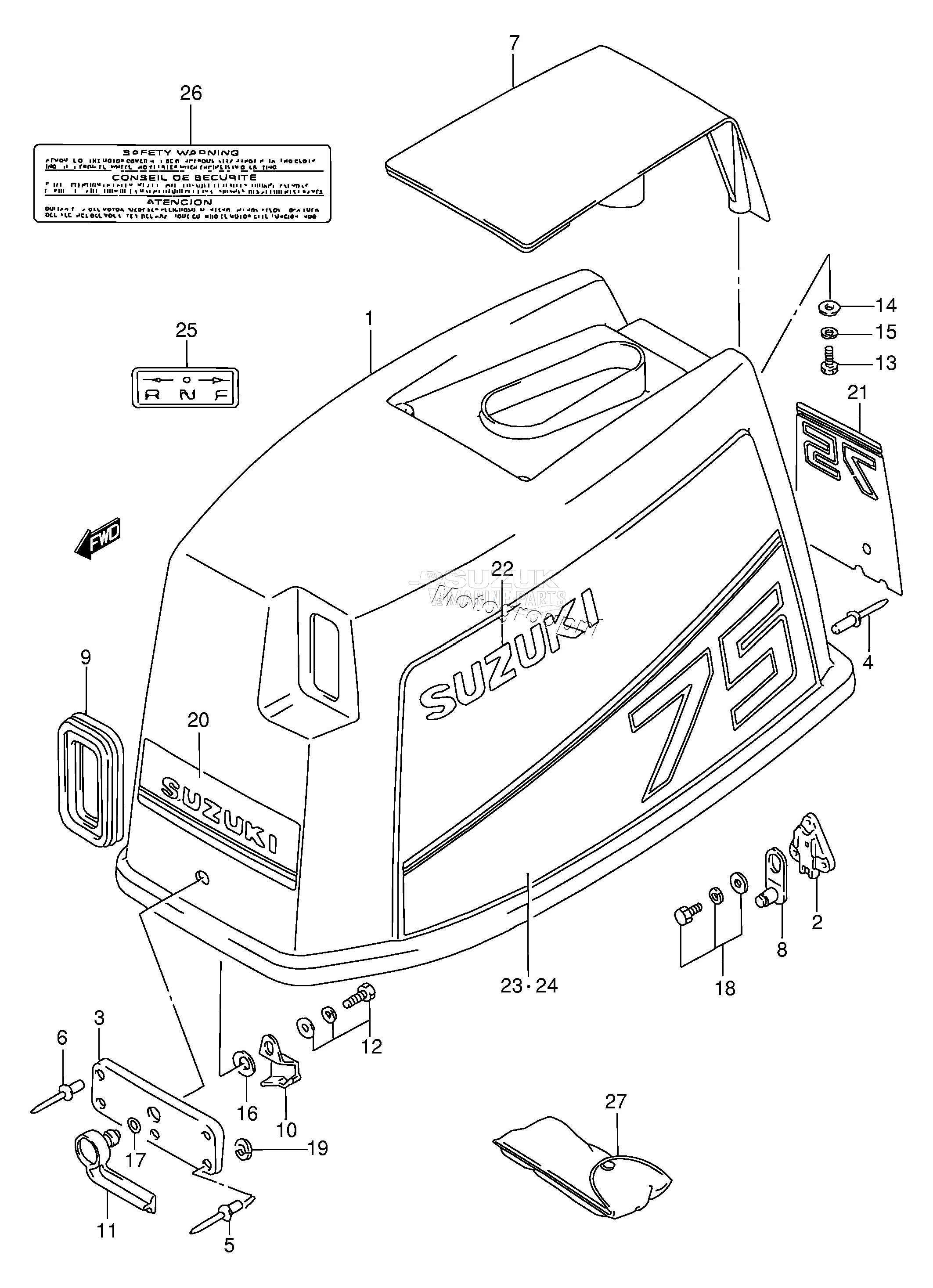 ENGINE COVER (DT75MQ /​ MODEL:89~94)