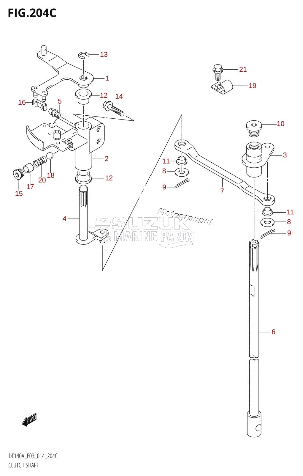 CLUTCH SHAFT (DF115AZ:E03)