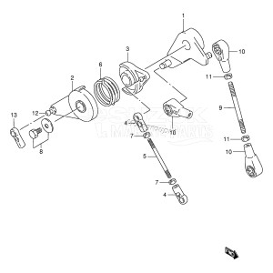 DT200 From 20001-907123 ()  1989 drawing THROTTLE LINK (DT200G,COUNTER ROTATION)