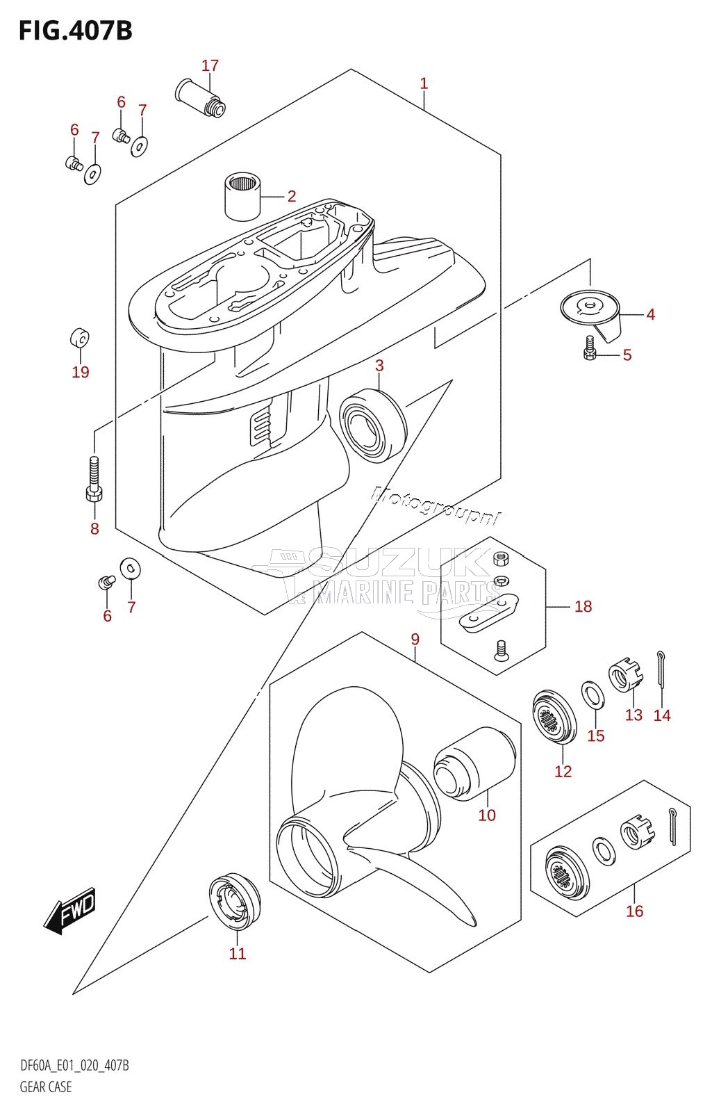 GEAR CASE (DF40AQH:E01,DF40ATH:E01,DF50ATH:E01)