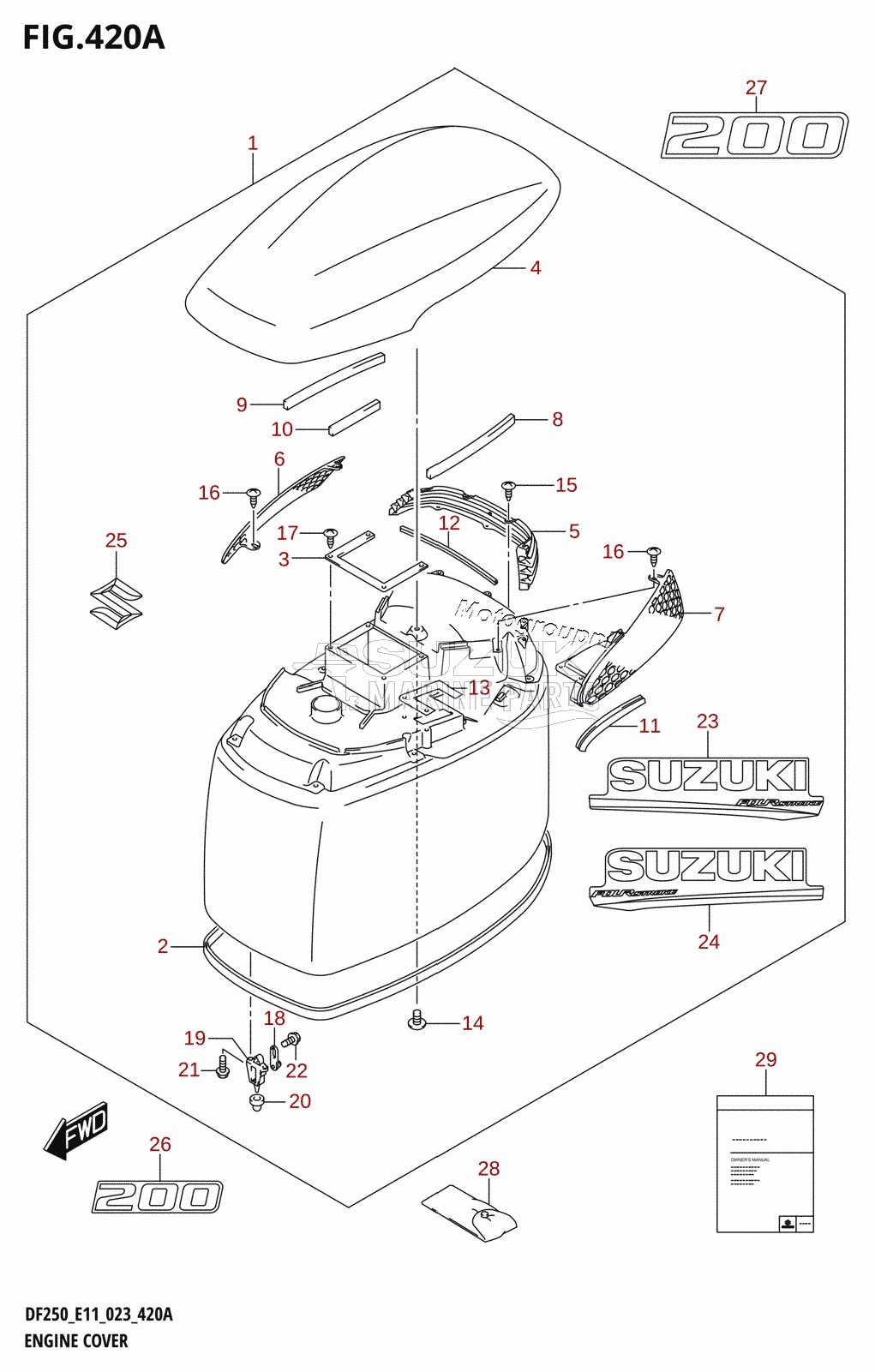 ENGINE COVER ((DF200T,DF200Z):020)