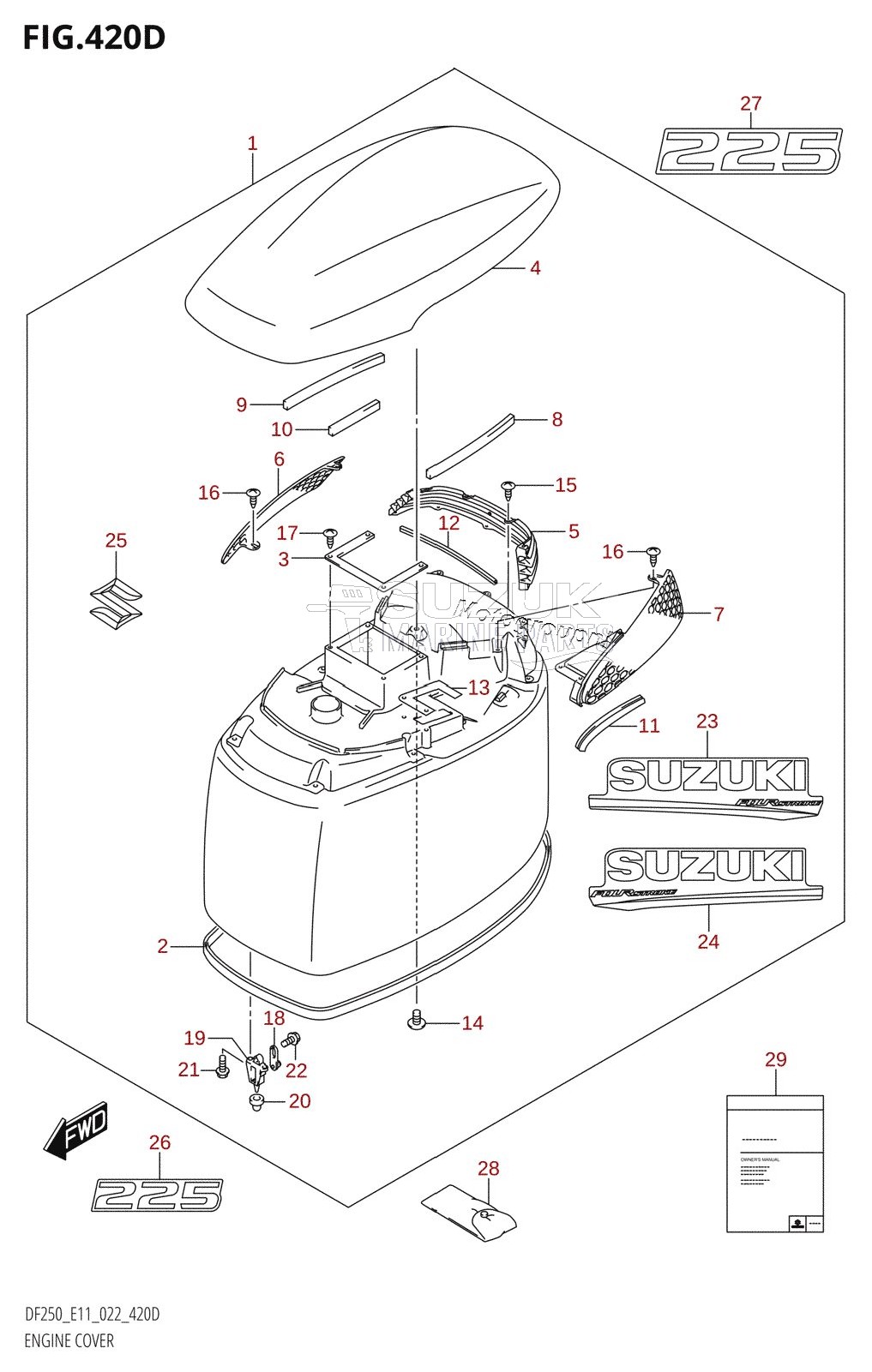 ENGINE COVER ((DF225T,DF225Z):020)