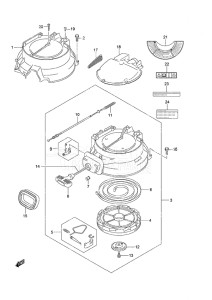 Outboard DF 25 V-Twin drawing Magneto Cover/Recoil Starter/Silencer Non-Remote Control