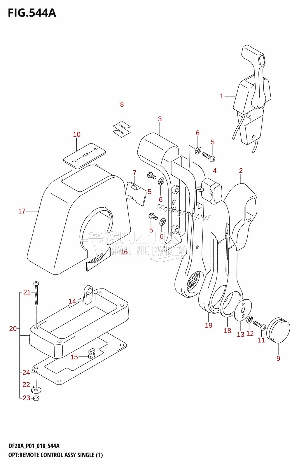 OPT:REMOTE CONTROL ASSY SINGLE (1) (DF9.9B,DF9.9BR,DF9.9BT,DF15A)