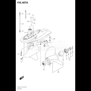 09003F-140001 (2021) 90hp E11 E40-Gen. Export 1-and 2 (DF90ATH    DF90AWQH  DF90AWQH   DF90AWQH    DF90AWQH) DF90A drawing GEAR CASE (SEE NOTE)