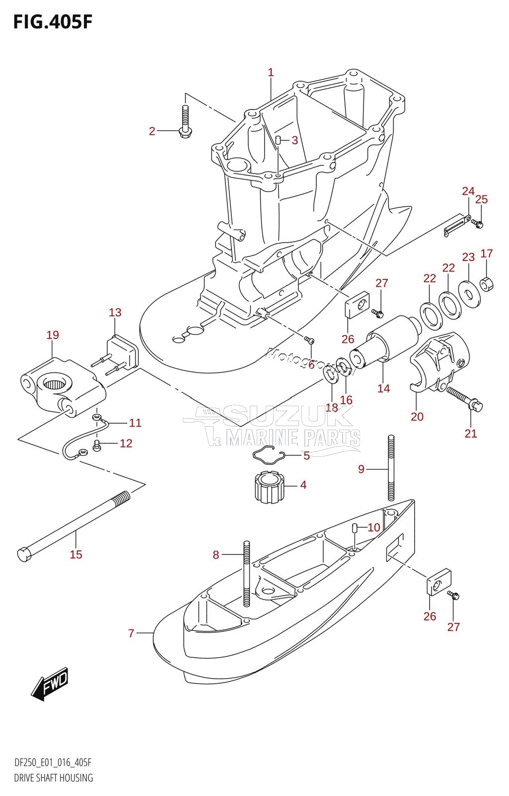 DRIVE SHAFT HOUSING (DF225T:E40)