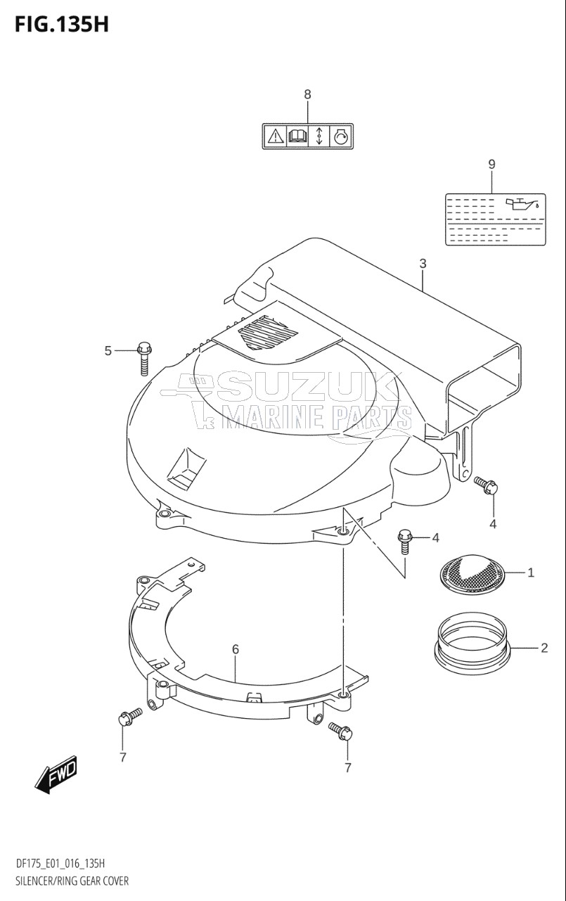 SILENCER / RING GEAR COVER (DF150ZG:E40)