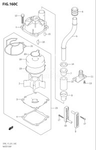 09001F-680001 (2006) 90hp E01-Gen. Export 1 (DF90TK6) DF90 drawing WATER PUMP (DF90T:(K6,K7,K8),(DF115T,DF115WT):(K6,K7,K8,K9,K10,011),DF100T,DF115WZ,DF115Z)