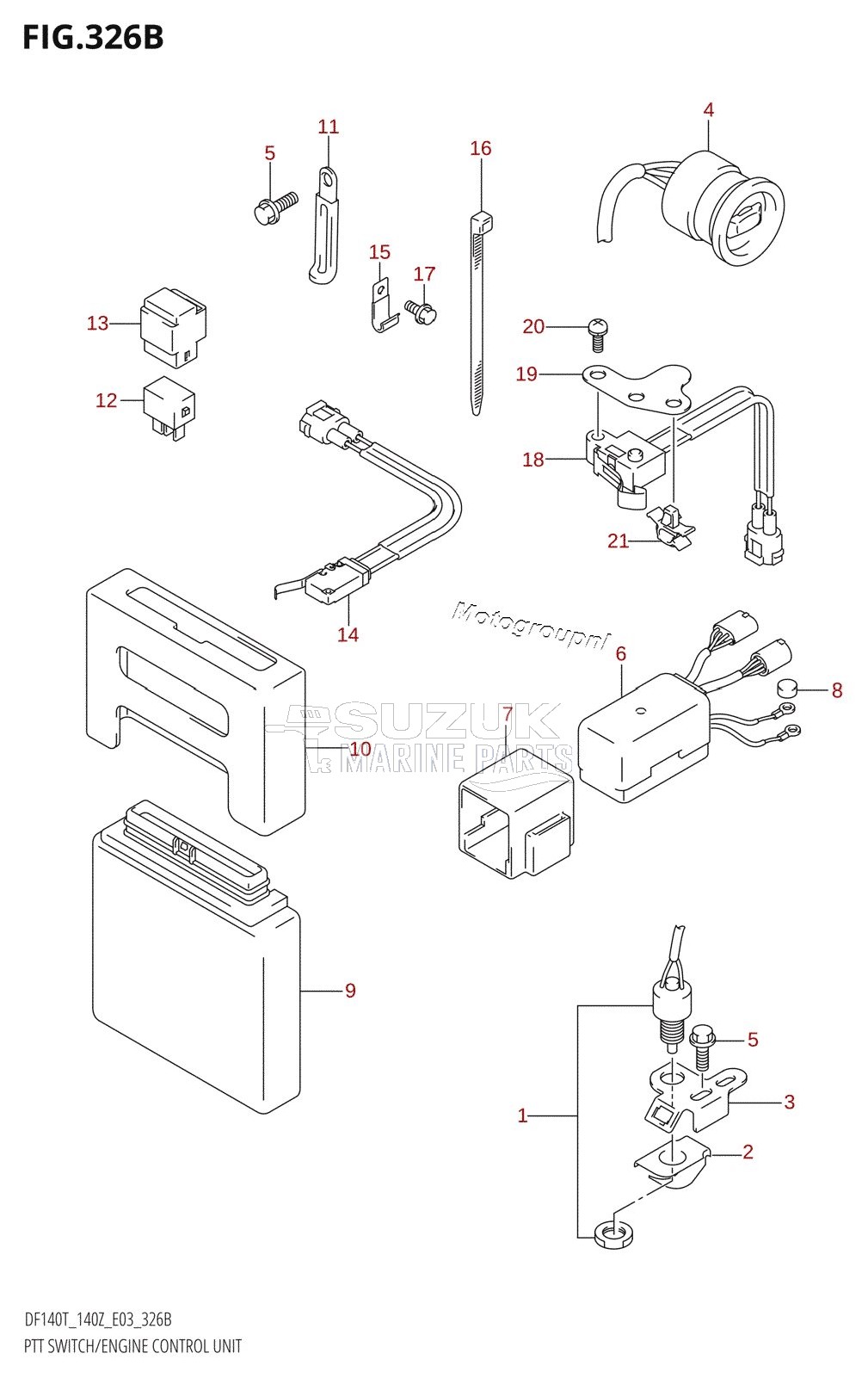 PTT SWITCH /​ ENGINE CONTROL UNIT (K4,K5,K6,K7,K8,K9,K10,011)