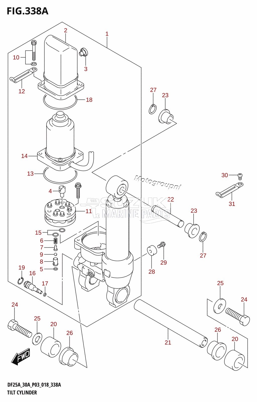 TILT CYLINDER (DF25AT,DF25ATH,DF30AT,DF30ATH)