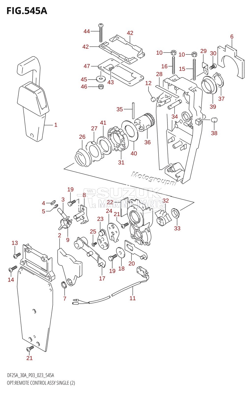 OPT:REMOTE CONTROL ASSY SINGLE (2) (DF25AT,(DF25ATH,DF30ATH):(022,023),DF30AT)