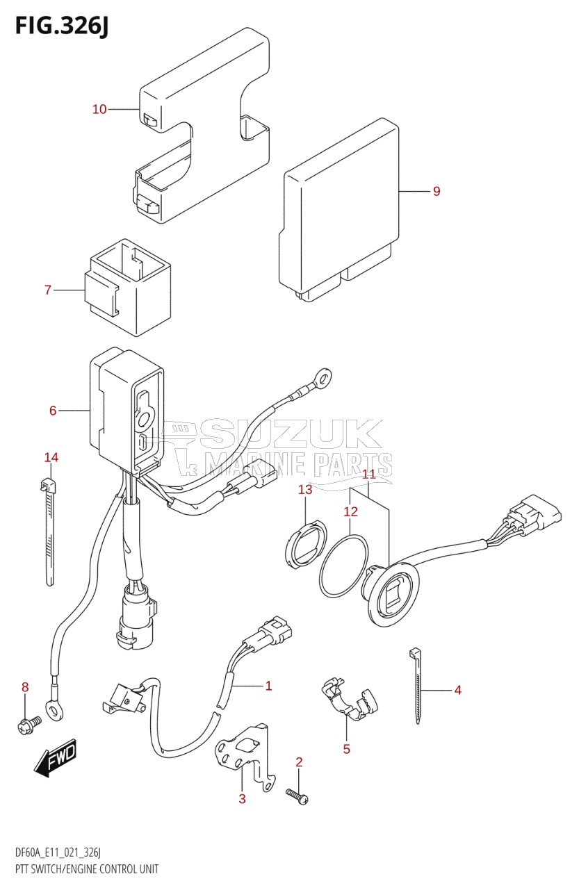 PTT SWITCH / ENGINE CONTROL UNIT (SEE NOTE)