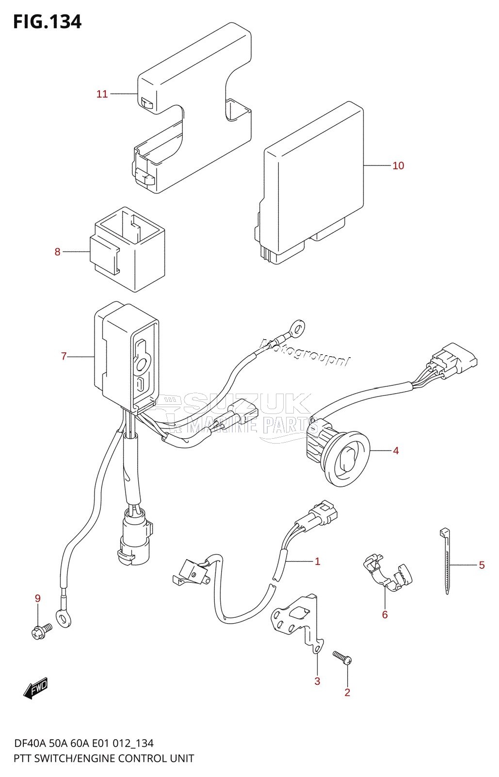 PTT SWITCH /​ ENGINE CONTROL UNIT (DF40A E01)