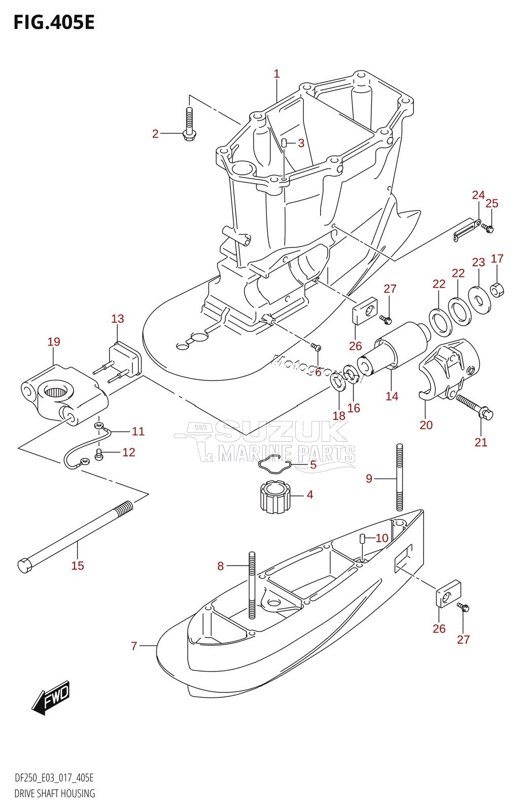 DRIVE SHAFT HOUSING (DF250T:E03:(X-TRANSOM,XX-TRANSOM))