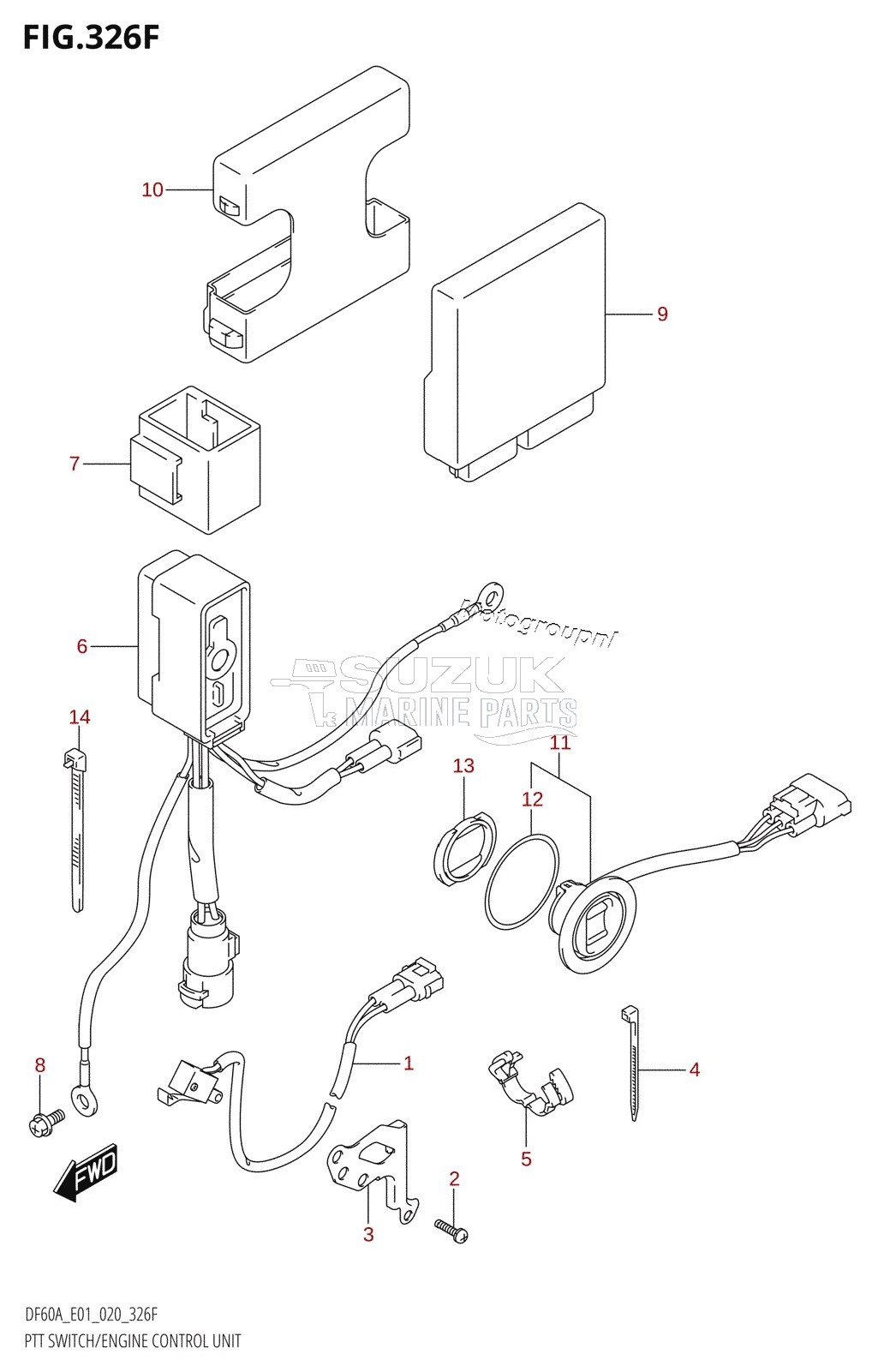 PTT SWITCH /​ ENGINE CONTROL UNIT (DF60A:E40,DF60ATH:E40)