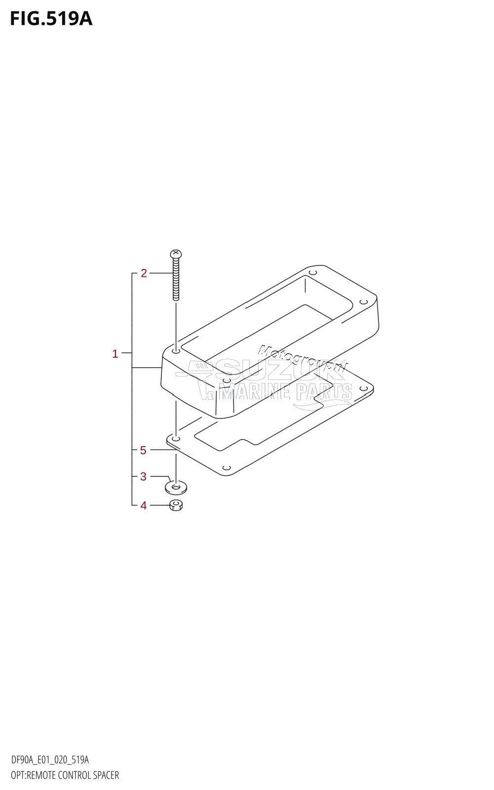 OPT:REMOTE CONTROL SPACER (DF70A,DF70ATH,DF80A,DF90A,DF90ATH)