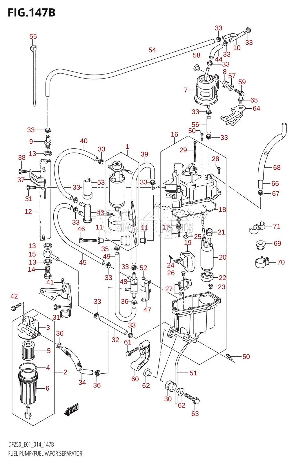 FUEL PUMP /​ FUEL VAPOR SEPARATOR (DF200T:E40)