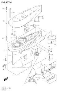 22503F-510001 (2005) 225hp E01 E40-Gen. Export 1 - Costa Rica (DF225T) DF225T drawing GEAR CASE (DF250Z:E40)